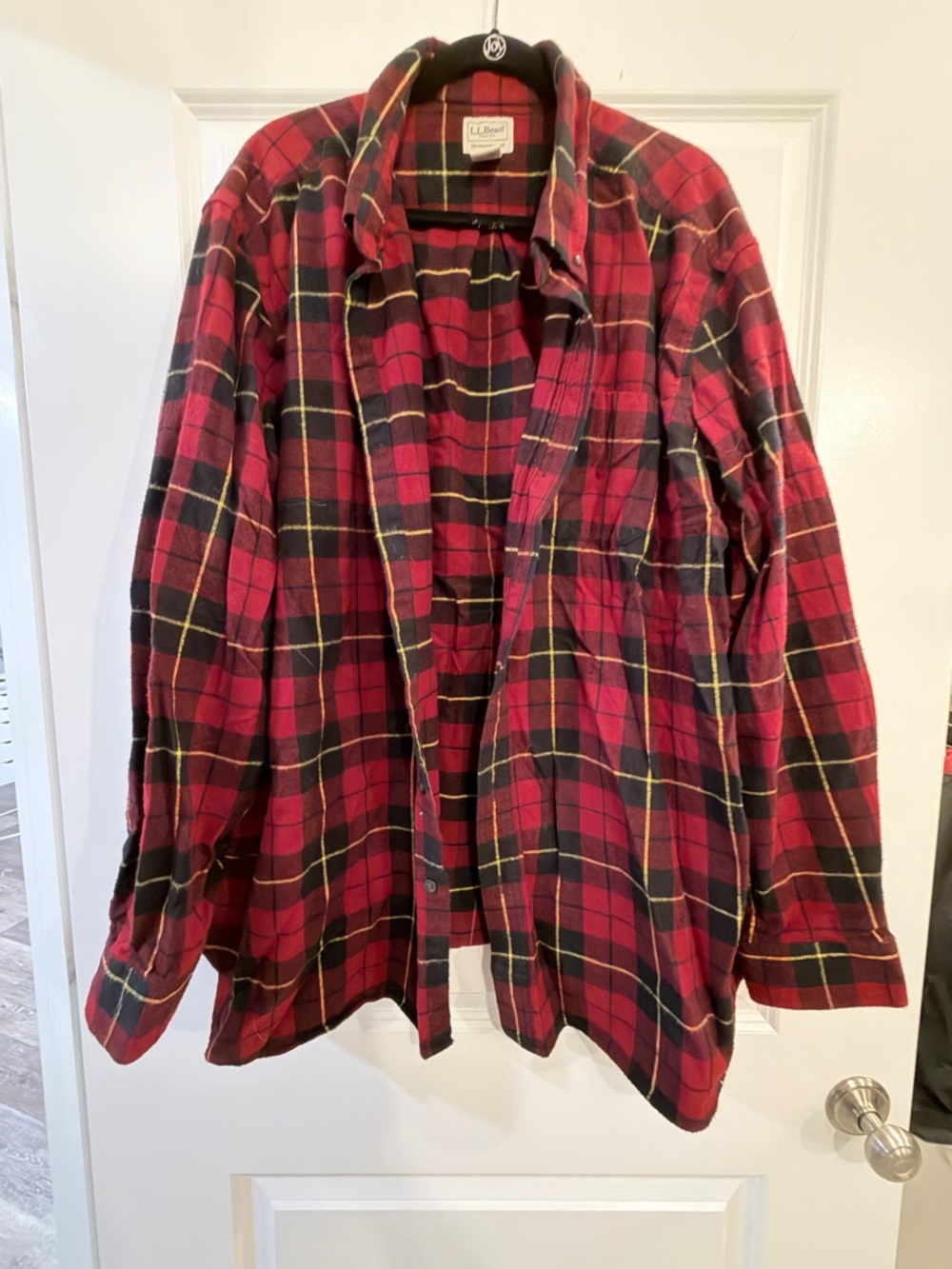 L.L. Bean Red and Black Plaid Flannel Shirt Jacket